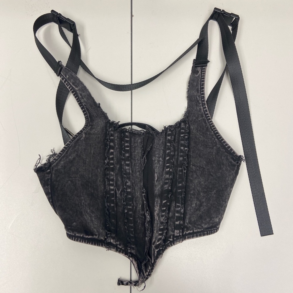 Darker Wavs Reverb Washed Denim Corset Top Size XXS Amazing Condition